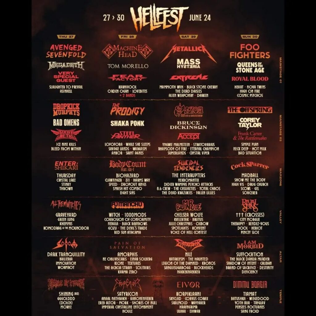 Hellfest 2024 Lineup.